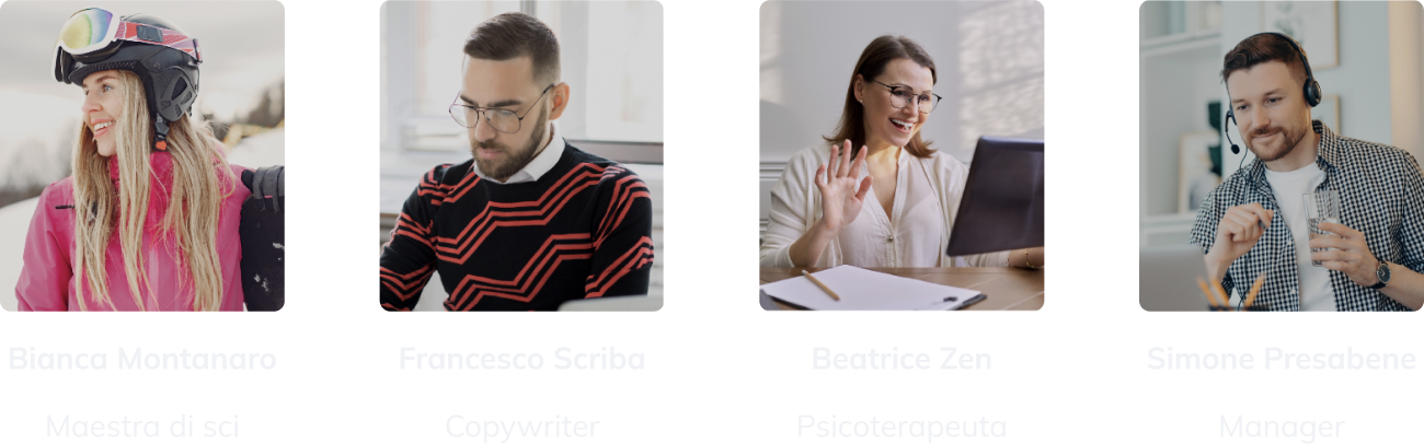 Personas della Ricerca UX: Bianca Montanaro, Francesco Scriba, Beatrice Zen, Simone Presabene